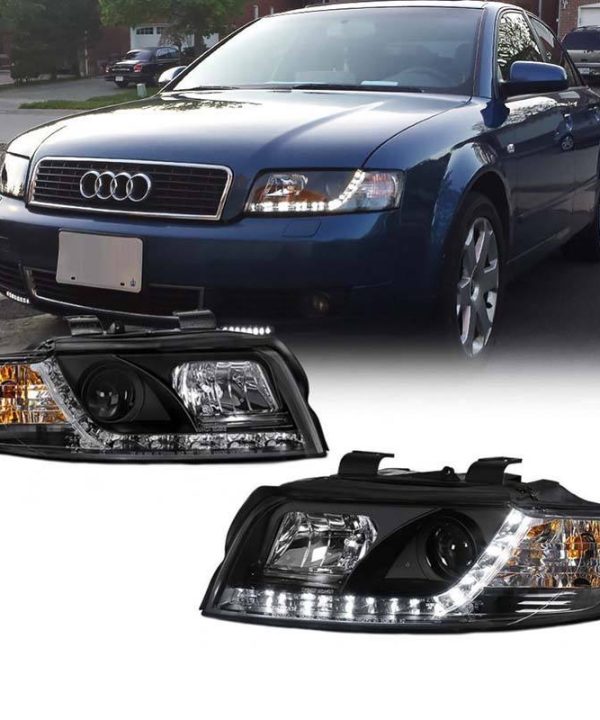 Kimpiris - Μπροστινά Φανάρια Set Για Audi A4 B6 00-04 DRL Μαύρα H1/H1 Sonar