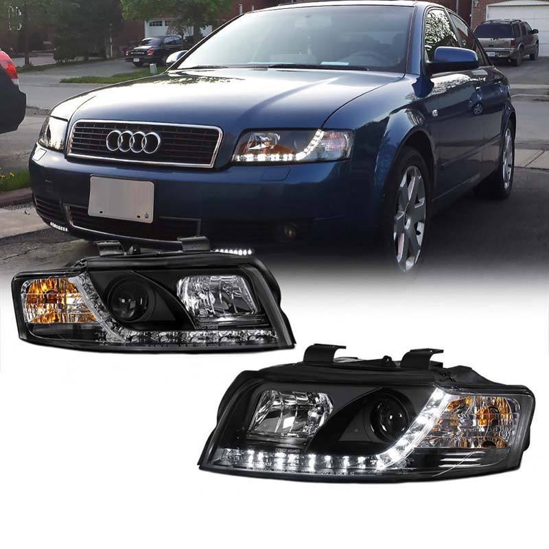 Kimpiris - Μπροστινά Φανάρια Set Για Audi A4 B6 00-04 DRL Μαύρα H1/H1 Sonar