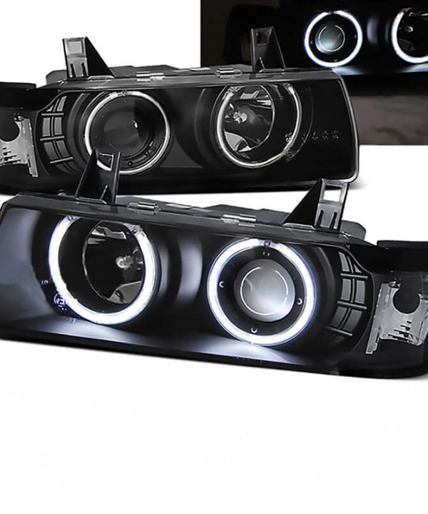 Kimpiris - Μπροστινά Φανάρια Set Για Bmw 3 E36 90-99 Coupe / Cabrio ccfl Angel Eyes Μαύρα H3/H1 Eagle Eyes