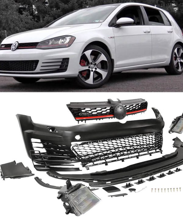 Kimpiris - Μπροστινός Προφυλακτήρας Για VW Golf VII (7) 13-17 GTI Look Σετ Με Μάσκα & Led Προβολείς