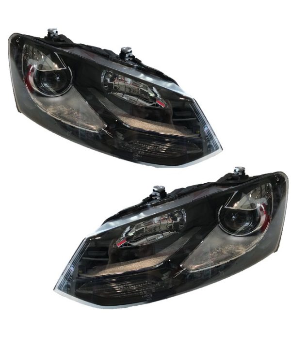 Alternative view of Μπροστινά Φανάρια Set Για Vw Polo 6R/ 6C 09-17 DRL GTI R-Look Μαύρα Με Ασημί Γραμμή H7/H7 Με Μοτέρ Carner