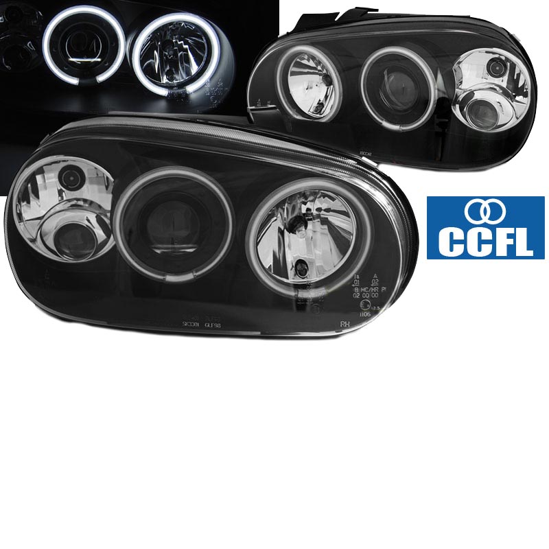 Kimpiris - Μπροστινά Φανάρια Set Για Vw Golf IV (4) 97-03 ccfl Angel Eyes Μαύρα H7/H1/H3 Sonar