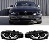 Kimpiris - Μπροστινά Φανάρια Set Για Bmw 3 F30 / F31 11-15 3D Angel Eyes Μαύρα H7/H7 Με Μοτέρ Sonar