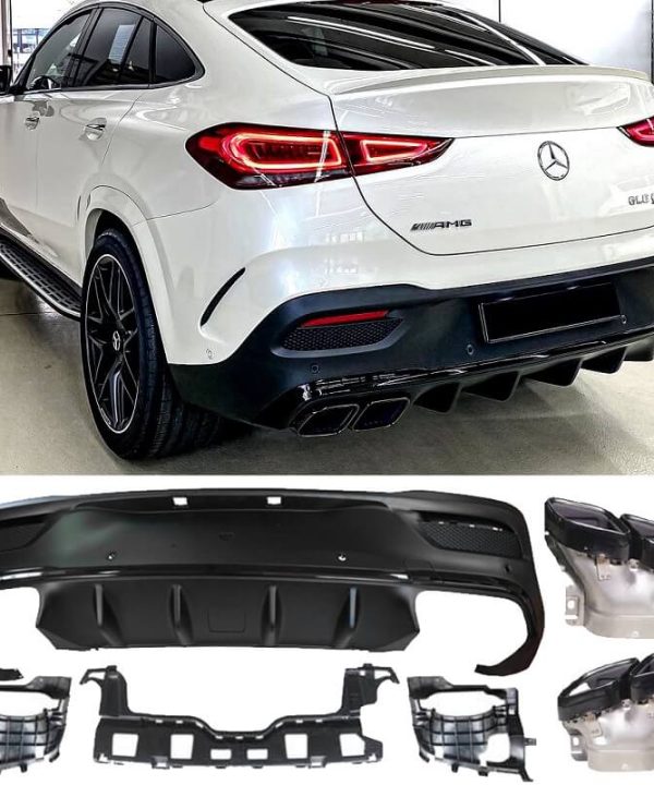 Kimpiris - Diffuser Πίσω Προφυλακτήρα Για Mercedes-Benz GLE Coupe C167 SUV 2019+ Amg Look Για Amg Sport Line Προφυλακτήρες Σετ Με Μαύρες Μπούκες