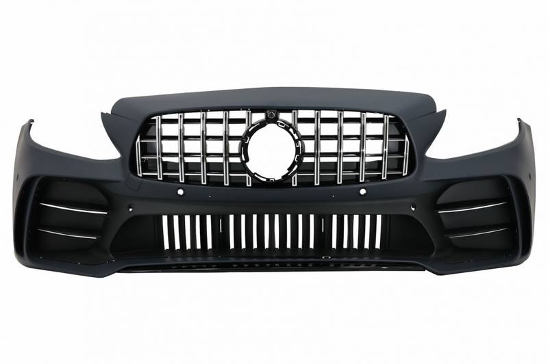 Kimpiris - Μπροστινός Προφυλακτήρας Για Mercedes-Benz C-Class C205/W205 14-21 GTR Look (Black Mamba) Με Μαύρο/ Χρώμιο Μάσκα