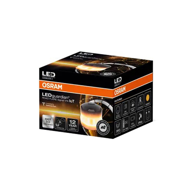 Φάρος Ασφαλείας Αυτοκινήτου Μαγνητικός Osram LEDguardian Road Flare Signal V16 IoT 9Volt 1900K 84 x 60 mm Πορτοκαλί LEDSL105 - Image 2
