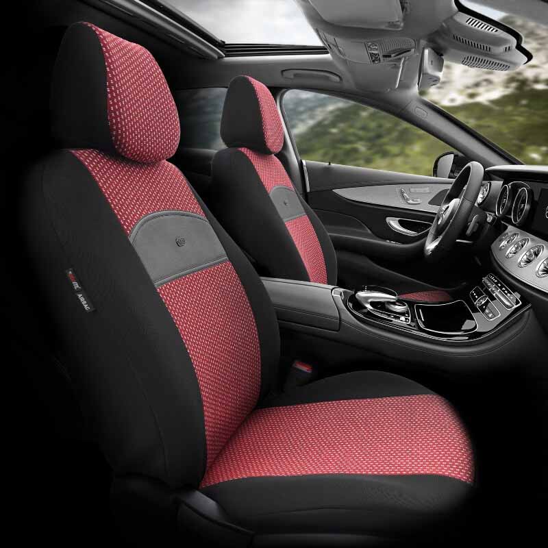 Καλύμματα Αυτοκινήτου Otom Smart Design Universal Ύφασμα / Δερματίνη Σετ Εμπρός / Πίσω 11 Τεμαχίων Μαύρο / Κόκκινο SLTSMT103-NZ - Image 5