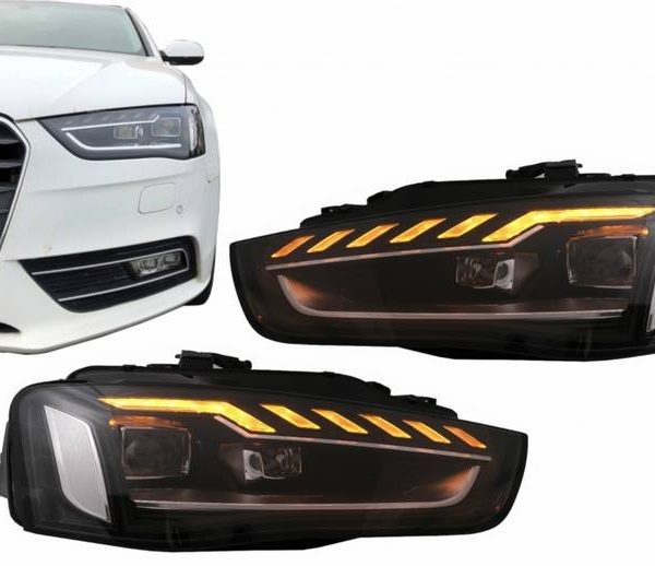 Kimpiris - Μπροστινά Φανάρια Set Για Audi A4 B8.5 Facelift (2012-2015) Μαύρα A4 B9.5 Design OEM Xenon Upgrade Σε Full Led & Dynamic Led Φλας Carner