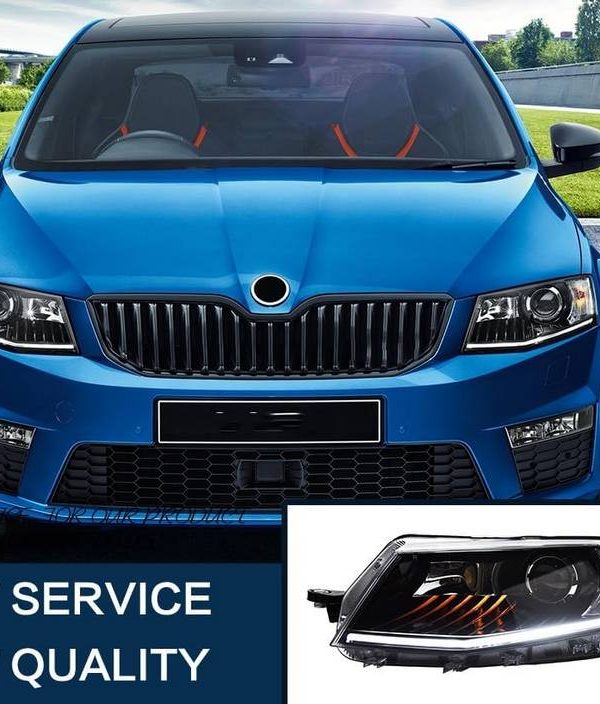 Kimpiris - Μπροστινά Φανάρια Set Για Skoda Octavia mk3 2014-2017 DRL Μαύρα Carner