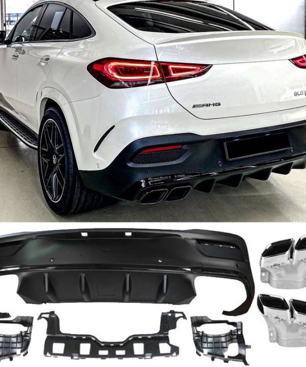 Kimpiris - Diffuser Πίσω Προφυλακτήρα Για Mercedes-Benz GLE Coupe C167 SUV 2019+ Amg Look Για Amg Sport Line Προφυλακτήρες Σετ Με Μπούκες Χρωμίου