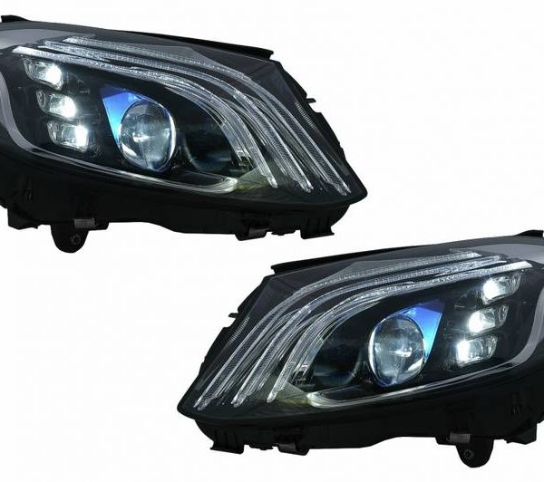 Kimpiris - Μπροστινά Φανάρια Set Για Mercedes-Benz C-Class W205 14-20 Upgrade To Maybach Full Led DRL Μαύρα Με Μοτέρ Carner