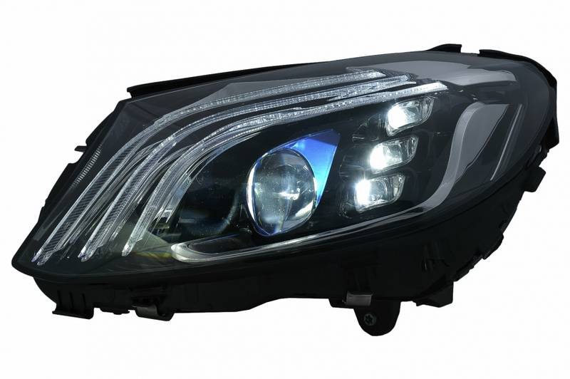 Μπροστινά Φανάρια Set Για Mercedes-Benz C-Class W205 14-20 Upgrade To Maybach Full Led DRL Μαύρα Με Μοτέρ Carner - Image 5