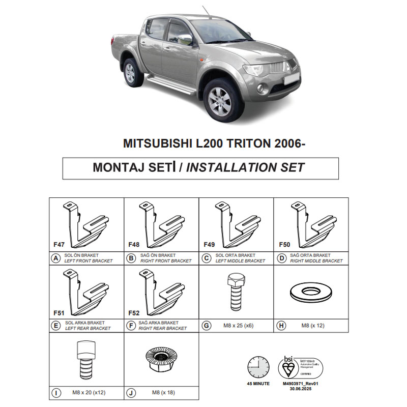 Kimpiris - Βάσεις Πλαινών Σκαλοπατιών (Dma) Για Mitsubishi L200 2005-2015 Pk Ka/Kb / L200 2015- Pk Kj/Kk/Kl