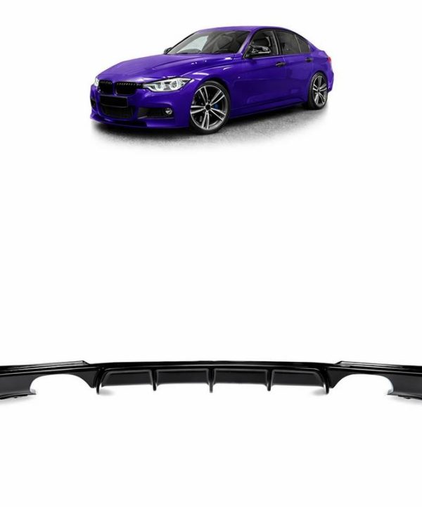Kimpiris - Diffuser Πίσω Προφυλακτήρα Για Bmw 3 F30/F31 11-19 M-Packet Μαύρο Γυαλιστερό Με 2 Διπλές Τρύπες Εξάτμισης Αριστερά & Δεξιά Από Abs Πλαστικό 1 Τεμάχιο