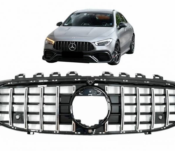 Kimpiris - Μάσκα Για Mercedes-Benz CLA-Class C118 / W119 19+ GT Amg Panamericana Look Μαύρη Γυαλιστερή Με Χρώμιο 1 Τεμάχιο