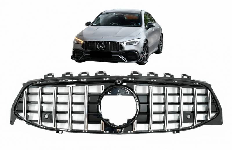 Kimpiris - Μάσκα Για Mercedes-Benz CLA-Class C118 / W119 19+ GT Amg Panamericana Look Μαύρη Γυαλιστερή Με Χρώμιο 1 Τεμάχιο