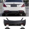 Kimpiris - Πισινός Προφυλακτήρας Για Mercedes-Benz S-Class W222 Facelift 17-20 Amg S63 Look Black Edition Με Μαύρες Μπούκες