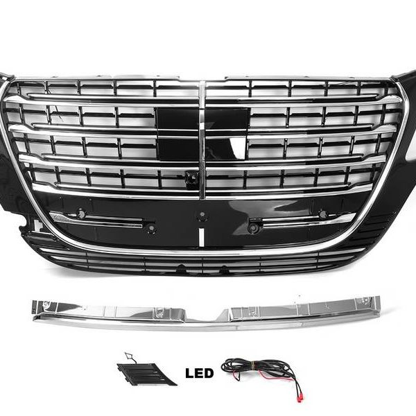 Kimpiris - Μάσκα Για Mercedes-Benz Vito W447 / W448 24+ Amg Look Με Led Χρώμιο/Μαύρο 1 Τεμάχιο