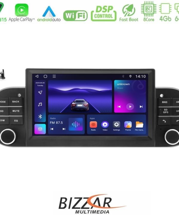 Kimpiris - Bizzar Fiat Panda 2012-2024 8core Android15 4+64GB Navigation Multimedia Deckless 7" με Carplay/AndroidAuto