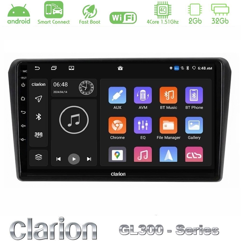 Kimpiris - Clarion GL300 Series 4Core Android ClarionOS 2+32GB Toyota Avensis T25 02/2003–2008 Navigation Multimedia Tablet 9" Με Carplay & Android Auto