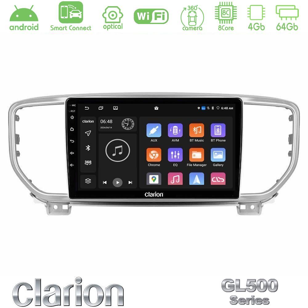 Kimpiris - Clarion GL500 Series 8Core Android ClarionOS 4+64GB Kia Sportage 2018-2021 Navigation Multimedia Tablet 9"