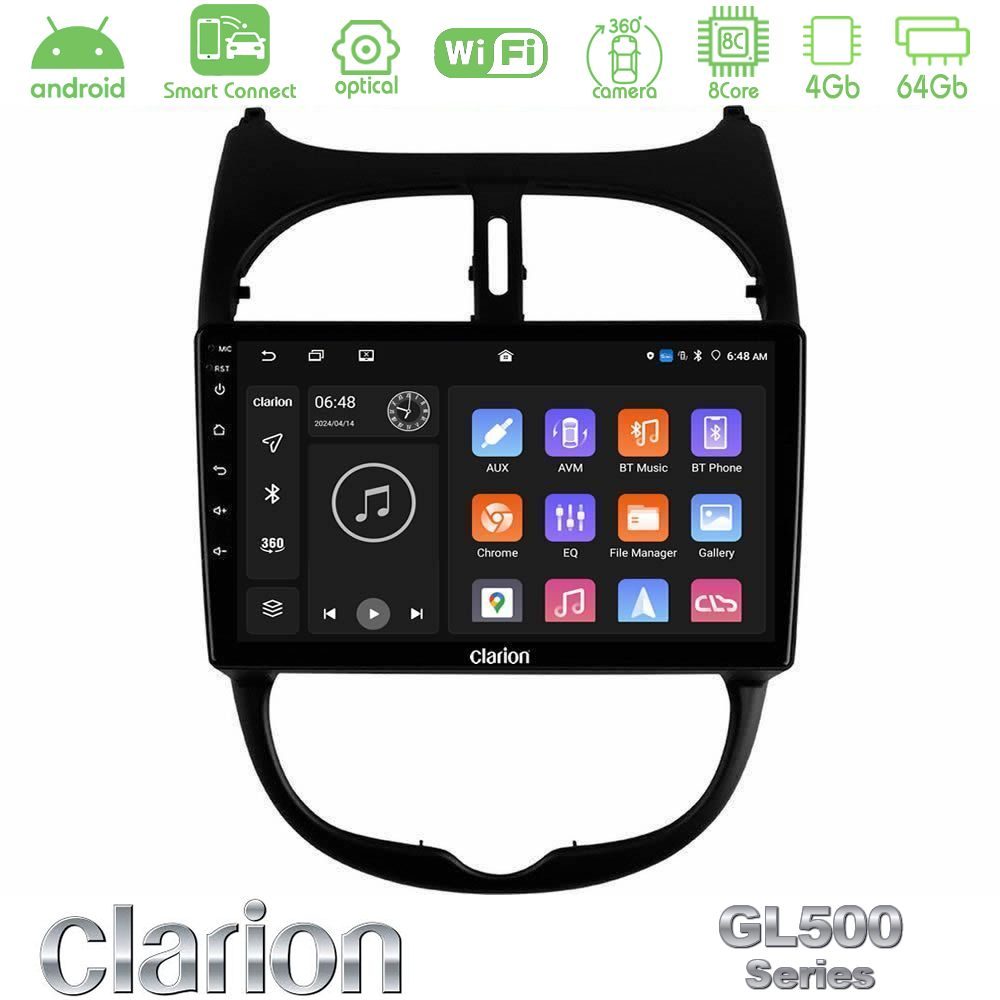 Kimpiris - Clarion GL500 Series 8Core Android ClarionOS 4+64GB Peugeot 206 Navigation Multimedia Tablet 9"