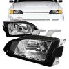 Kimpiris - Μπροστινά Φανάρια Set Για Honda Civic 91-95 2D/3D Μαύρα Clear H4 Manual Depo