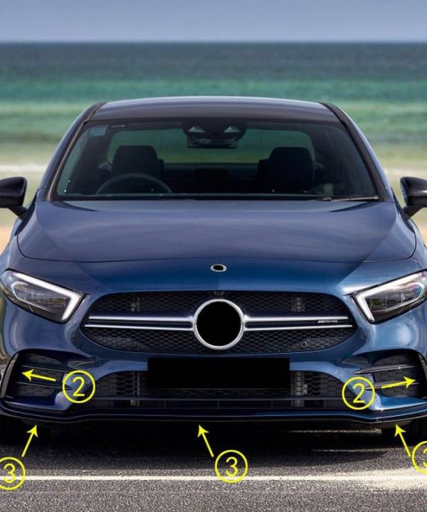 Kimpiris - Splitters Μπροστινού Προφυλακτήρα Για Mercedes-Benz A-Class W177 19+ Amg Line Έκδοση Γυαλιστερό Μαύρο 7 Τεμάχια