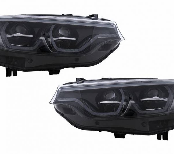 Kimpiris - Μπροστινά Φανάρια Set Για Bmw 4 F32 F33 F36 (2013-2019) Conversion Από HID Σε LED Angel Eyes Μαύρα