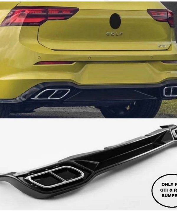 Kimpiris - Diffuser Πίσω Προφυλακτήρα Για VW Golf VIII (8) 2019+ R-Line Για R-Line & GTI Έκδοση Προφυλακτήρα Γυαλιστερό Μαύρο Από Abs Πλαστικό
