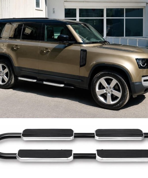 Kimpiris - Πλαινά Σκαλοπάτια Με Βάσεις Για Land Rover Defender (L663) 2019+ 4Doors  Μαύρο / Ασημί 2 Τεμάχια