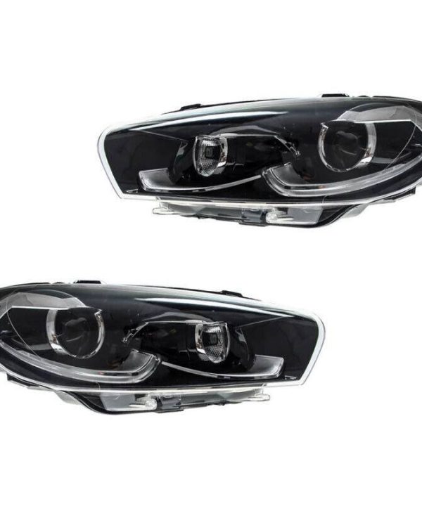 Kimpiris - Μπροστινά Φανάρια Set Για Vw Scirocco 08-17 Xenon Upgrade Facelift Look Full Led DRL Black