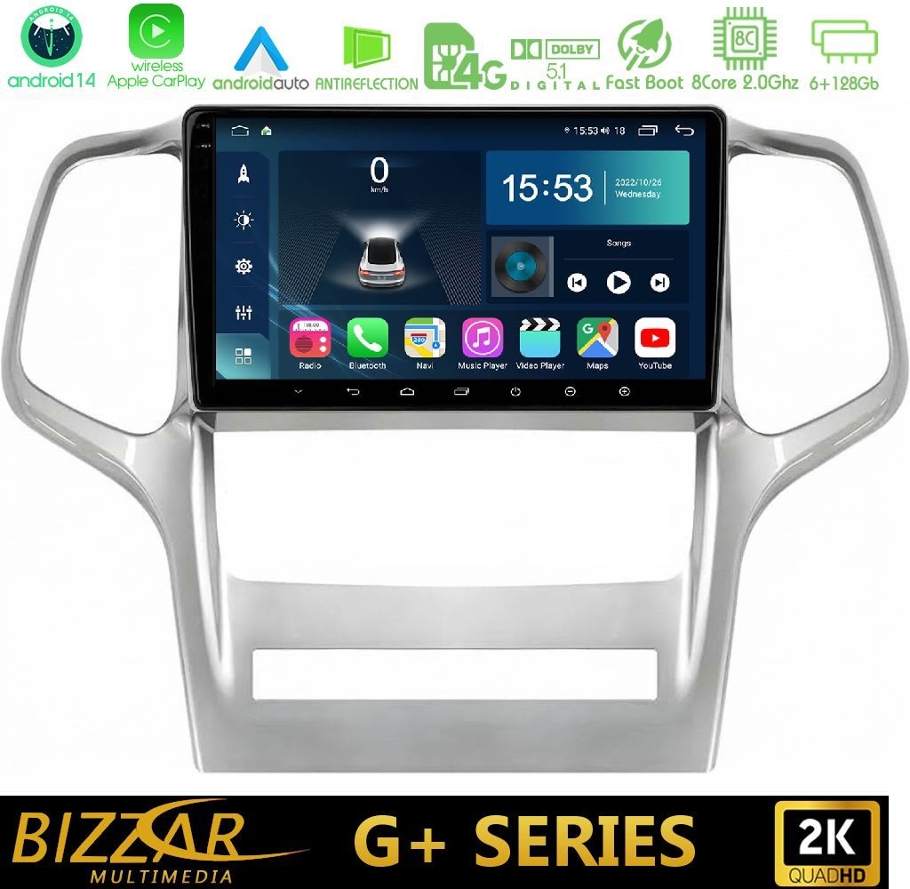Kimpiris - Bizzar G+ Series Jeep Grand Cherokee 2011-2013 8core Android14 6+128GB Navigation Multimedia Tablet 9"