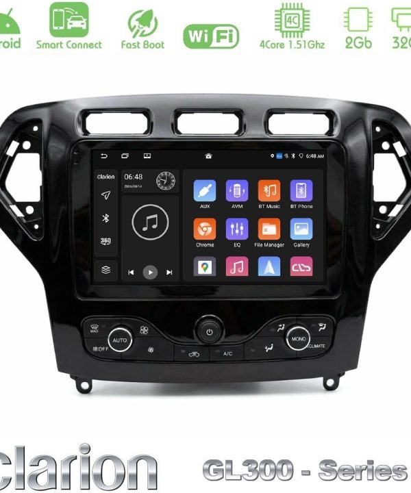 Kimpiris - Clarion GL300 Series 4Core Android ClarionOS 2+32GB Ford Mondeo 2007-2010 (Auto AC με NAVI) Navigation Multimedia Tablet 9" Με Carplay & Android Auto