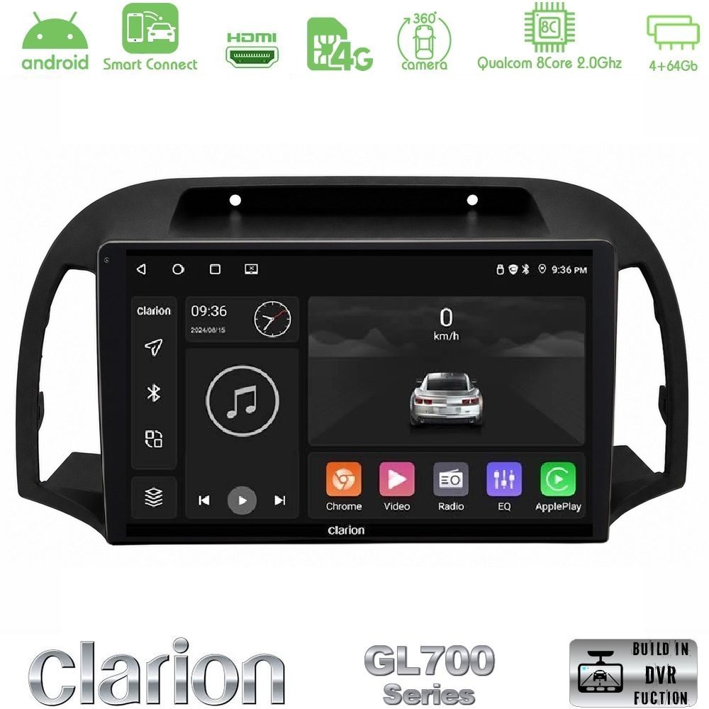Kimpiris - Clarion GL700 Series 8Core Android ClarionOS 4+64GB Nissan Micra K12 2002-2010 Navigation Multimedia Tablet 9" Με Carplay & Android Auto
