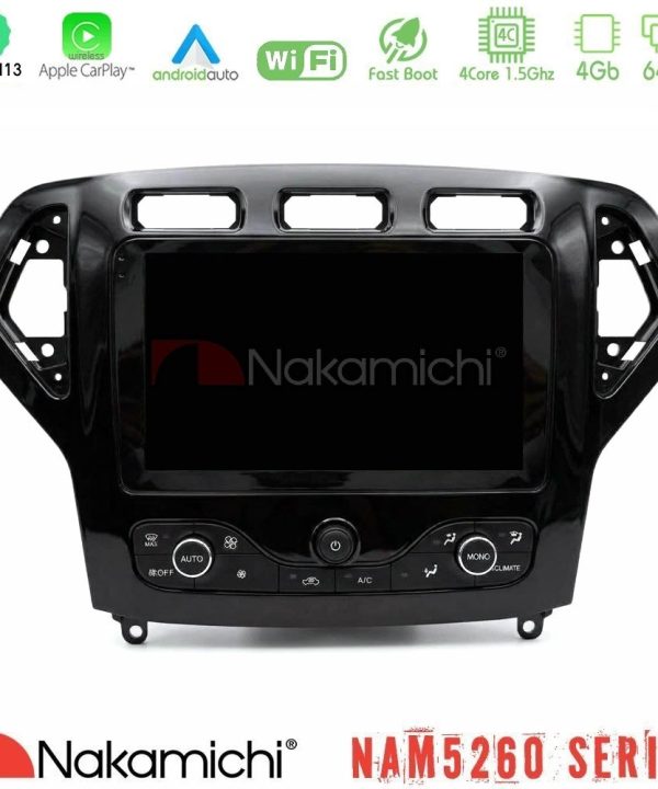 Kimpiris - Nakamichi NAM5260 Series 4Core Android13 4+64GB Ford Mondeo 2007-2010 (Auto AC με NAVI) Navigation Multimedia Tablet 9" Με Carplay & Android Auto