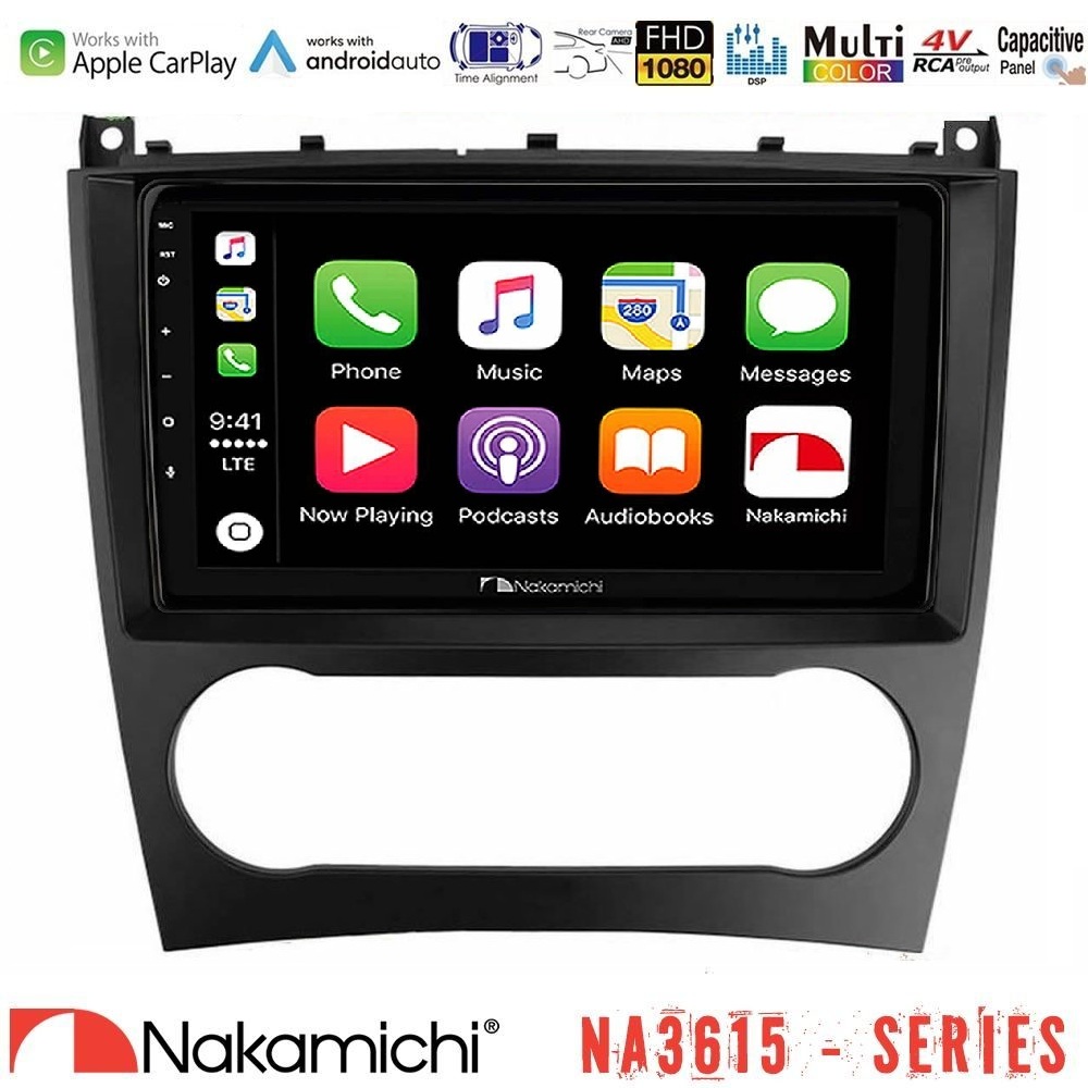Kimpiris - Nakamichi NA3615 Series Με Wireless Carplay & Android Auto Mercedes W203 Facelift Class Media Station Tablet 9"