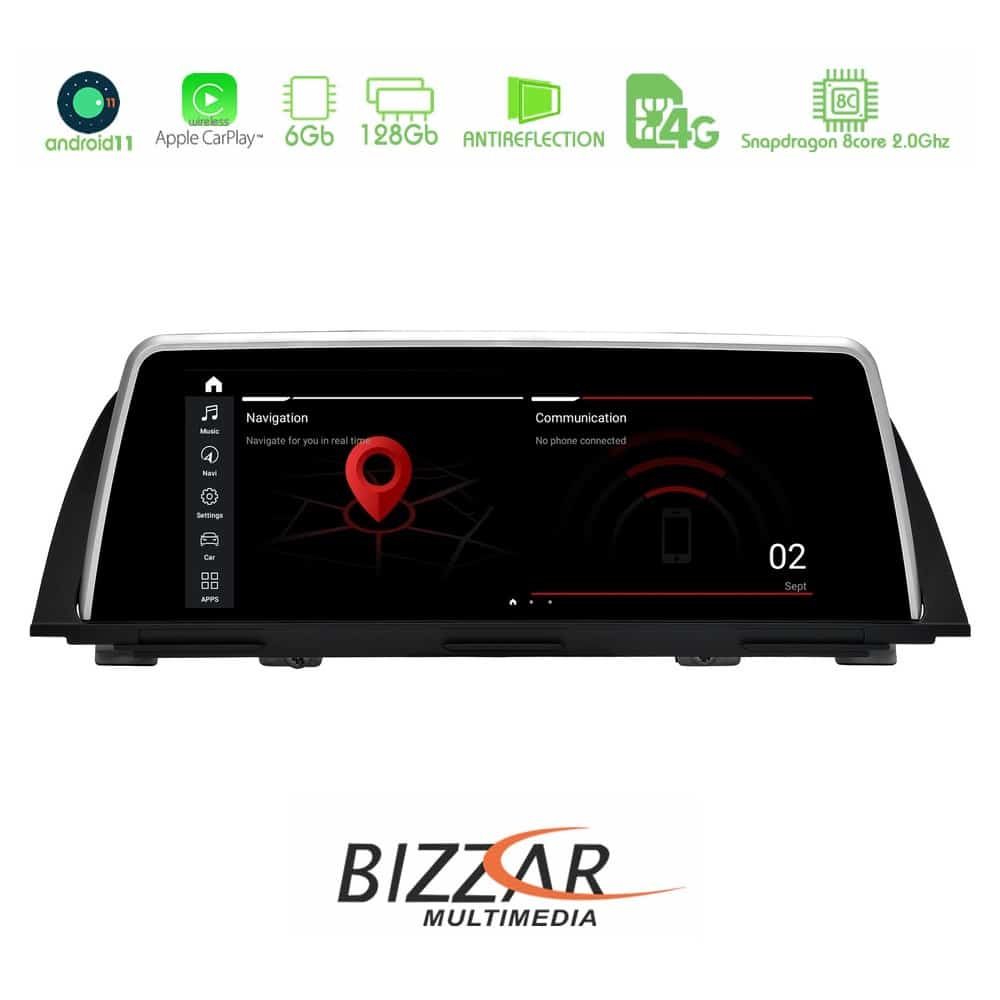 BMW 5 Series F10F11 NBT Android12 6128GB Navigation Multimedia 10.25″ HD Black Panel 4