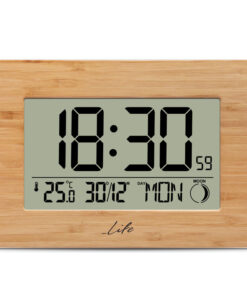 Bamboo ψηφιακό ρολόι ξυπνητήρι με XL οθόνη LCD και θερμόμετρο εσωτερικού χώρου. LIFE 1