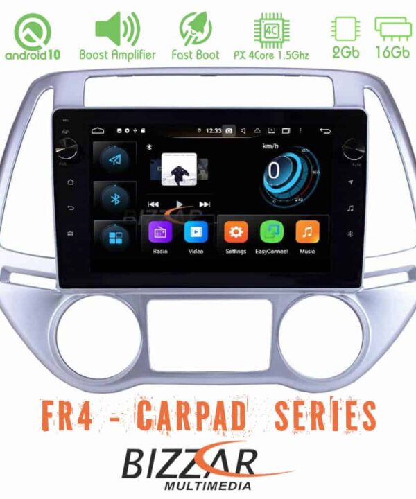 Bizzar FR4 Series CarPad 9 Hyundai i20 2012 2014 Auto AC 4core Android 10 Navigation Multimedia