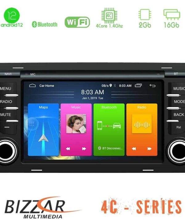 Bizzar Fiat Panda 2003 2012 4core Android12 216GB Navigation Multimedia Deckless 7
