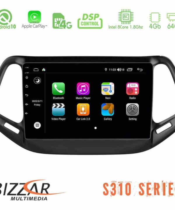 Bizzar S310 Jeep Compass 2017 Car Pad 10 Android 10 Multimedia Station