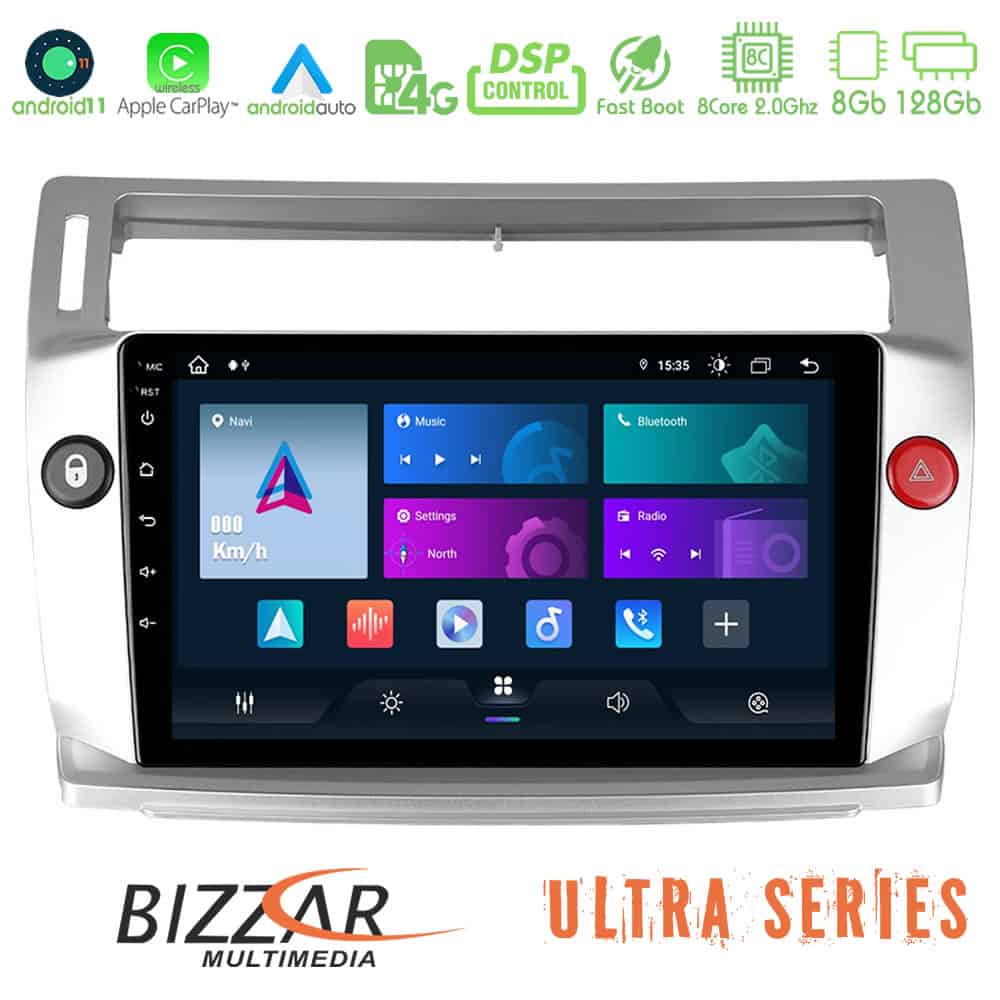 Bizzar Ultra Series Citroen C4 2004 2010 8core Android11 8128GB Navigation Multimedia Tablet 9
