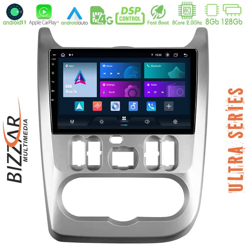 Bizzar Ultra Series Dacia DusterSanderoLogan 8core Android 11 8128GB Navigation Multimedia Tablet 9