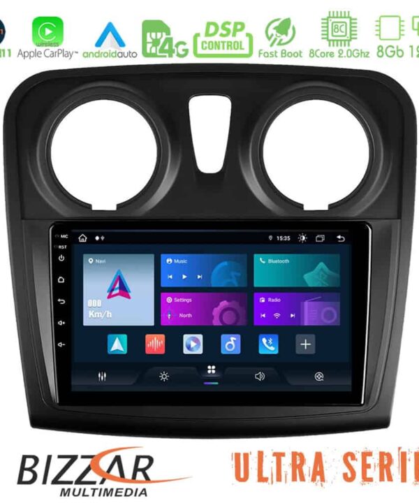 Bizzar Ultra Series Dacia Sandero 2014 2020 8core Android 11 8128GB Navigation Multimedia Tablet 9