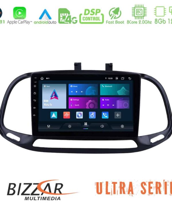 Bizzar Ultra Series Fiat Doblo 2015 2022 8core Android11 8128GB Navigation Multimedia Tablet 9