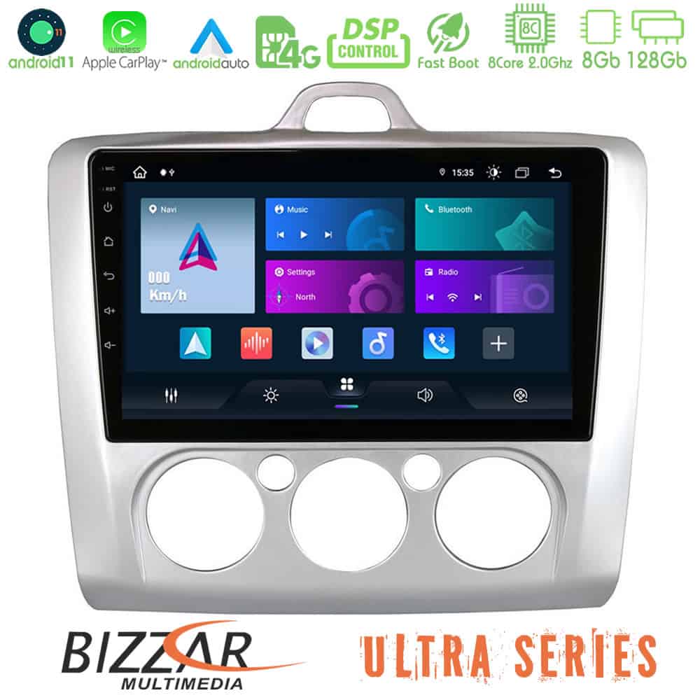 Bizzar Ultra Series Ford Focus Manual AC 8core Android11 8128GB Navigation Multimedia 9