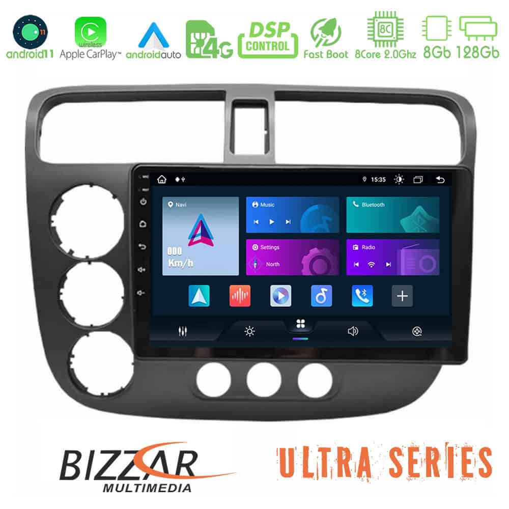 Bizzar Ultra Series Honda Civic 2001 2005 8core Android11 8128GB Navigation Multimedia Tablet 9