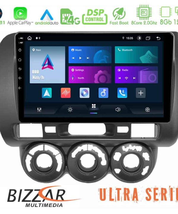 Bizzar Ultra Series Honda Jazz 2002 2008 Manual AC 8core Android11 8128GB Navigation Multimedia Tablet 9