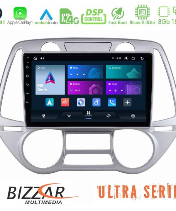 Bizzar Ultra Series Hyundai i20 2009 2012 Auto AC 8core Android11 8128GB Navigation Multimedia Tablet 9